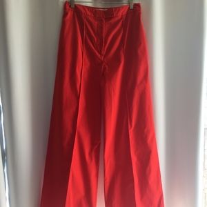 Anthropologie - Red Poplin/Wide-Leg Trousers